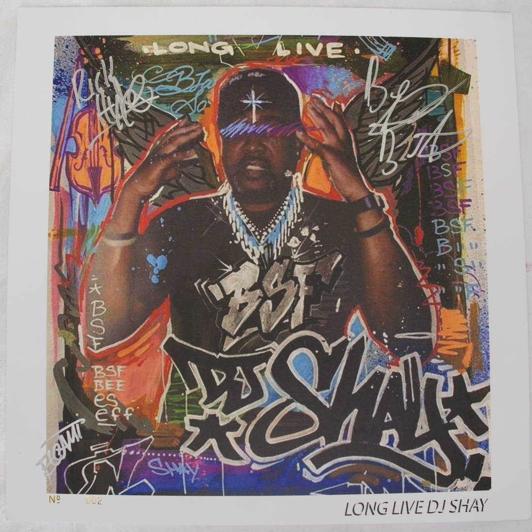 Get officially signed lithograph of Benny The Butchers Long Live DJ Shay now at the MNRK Urban Store.