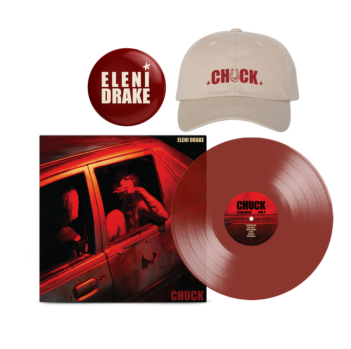 Eleni Drake - Chuck on Translucent Red Vinyl + Khaki Hat + Pin Bundle